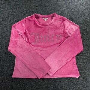 Juicy Couture Pink Velour Long Sleeve Sleep Top Rhinestone Logo 6481-118 Mens M